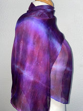 Load image into Gallery viewer, Hand Dyed Silk Neck Scarf in Burgundy Purple Lilac
