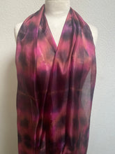 Load image into Gallery viewer, Hand Dyed Long Silk Scarf in Burgundy, Tan, Black
