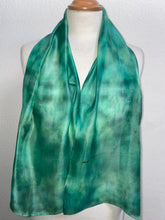 Load image into Gallery viewer, Hand Dyed Silk Neck Scarf in Soft Greens
