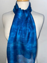 Load image into Gallery viewer, Hand Dyed Silk Neck Scarf in Azure Ultramarine Blues
