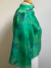 Load image into Gallery viewer, Hand Dyed Silk Neck Scarf in Green &amp; Navy
