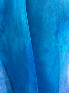 Hand Dyed Silk Neck Scarf in Mediterranean Blue Navy