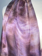 Load image into Gallery viewer, Hand Dyed Long Silk Scarf in Smokey Grey Lilac Brown
