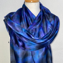 Load image into Gallery viewer, Hand Dyed Long Silk Scarf in Navy, Cobalt,Black
