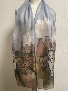 Leaving Stoke Design X Long Silk Scarf : Hand Painted Silk