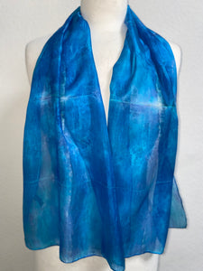 Hand Dyed Silk Neck Scarf in Mediterranean Blue Navy