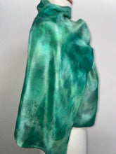 Load image into Gallery viewer, Hand Dyed Silk Neck Scarf in Soft Greens
