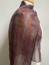 Load image into Gallery viewer, Hand Dyed Silk Neck Scarf in Burgundy Brown Grey
