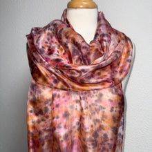 Load image into Gallery viewer, Hand Dyed Long Silk Scarf in Pink Grey Blush Orange
