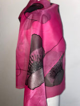 Load image into Gallery viewer, Poppy Noir Design Long Silk Scarf in Cerise : Hand Painted Silk
