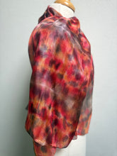 Load image into Gallery viewer, Hand Dyed Silk Neck Scarf in Cherry Red Grey Brown by Designer Silk Artist
