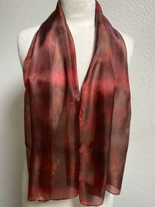 Hand Dyed Silk Neck Scarf in Rusty Brown