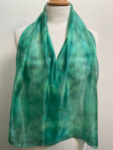 Load image into Gallery viewer, Hand Dyed Silk Neck Scarf in Soft Greens
