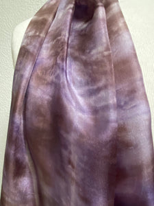 Hand Dyed Long Silk Scarf in Smokey Grey Lilac Brown