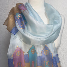 Load image into Gallery viewer, Beach Huts Long Scarf Hand Painted Silk
