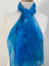 Load image into Gallery viewer, Hand Dyed Silk Neck Scarf in Mediterranean Blue Navy
