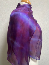 Load image into Gallery viewer, Hand Dyed Silk Neck Scarf in Burgundy Purple Lilac
