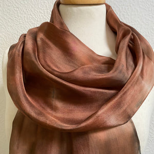 Hand Dyed Silk Neck Scarf in Chocolate Browns