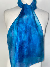 Load image into Gallery viewer, Hand Dyed Silk Neck Scarf in Mediterranean Blue Navy
