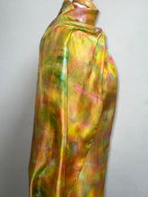 Load image into Gallery viewer, Hand Dyed Long Silk Scarf in Orange Lemon Coral Green Stripes by Designer Silk Artist
