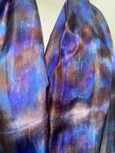 Load image into Gallery viewer, Hand Dyed Long Silk in Brown Purple Blue by Designer Silk Artist
