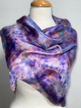 Load image into Gallery viewer, Hand Dyed Square Silk Scarf in Purple Pink Lilac Blue Taupe
