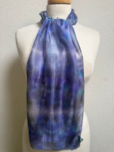 Load image into Gallery viewer, Hand Dyed Silk Small Neck Scarf in Grey Purple Turquoise by Designer Silk Artist
