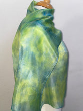 Load image into Gallery viewer, Hand Dyed Silk Neck Scarf in Green Teal
