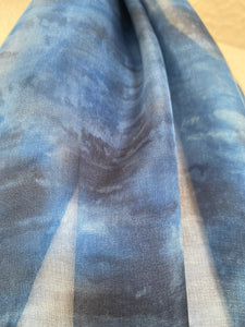 Hand Dyed Silk Neck Scarf in Black Denim Blues