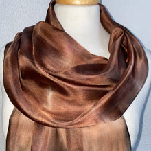 Load image into Gallery viewer, Hand Dyed Silk Neck Scarf in Chocolate Browns
