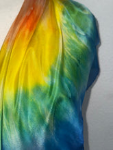 Load image into Gallery viewer, Hand Dyed Square Silk Scarf in Multicolour Rainbow
