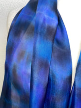 Load image into Gallery viewer, Hand Dyed Long Silk Scarf in Navy, Cobalt,Black
