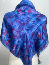 Load image into Gallery viewer, Hand Dyed Square Silk Scarf in Blue Navy Red
