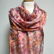 Load image into Gallery viewer, Hand Dyed Long Silk Scarf in Pink Grey Blush Orange
