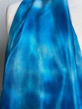 Load image into Gallery viewer, Hand Dyed Long Silk Scarf in Shades of Sky Blue to Light Navy
