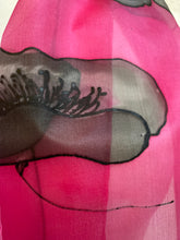 Load image into Gallery viewer, Poppy Noir Design Long Silk Scarf in Cerise : Hand Painted Silk
