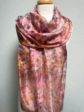 Load image into Gallery viewer, Hand Dyed Long Silk Scarf in Pink Grey Blush Orange
