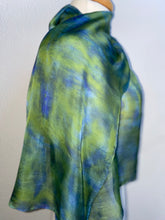 Load image into Gallery viewer, Hand Dyed Silk Neck Scarf in Apple Green Olive Navy
