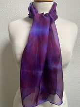 Load image into Gallery viewer, Hand Dyed Silk Neck Scarf in Burgundy Purple Lilac
