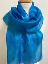 Load image into Gallery viewer, Hand Dyed Silk Neck Scarf in Mediterranean Blue Navy
