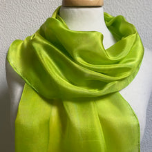 Load image into Gallery viewer, Hand Dyed Silk Neck Scarf in Lime and Lemon
