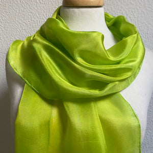 Hand Dyed Silk Neck Scarf in Lime and Lemon