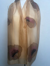 Load image into Gallery viewer, Poppies Design X Long Silk Scarf in Copper &amp; Camel : Hand Painted Silk
