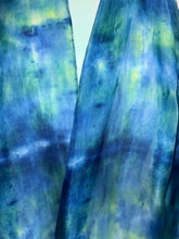 Load image into Gallery viewer, Hand Dyed Long Silk Scarf in Blue Azure Jade Ultramarine by Designer Silk Artist
