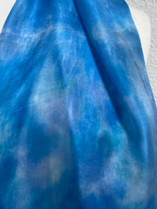 Hand Dyed Long Silk Scarf in Cool Blues