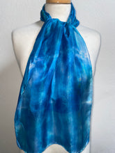 Load image into Gallery viewer, Hand Dyed Silk Neck Scarf in Sky Blue Light Navy
