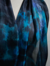 Load image into Gallery viewer, Hand Dyed Long Silk Scarf in Turquoise &amp; Black
