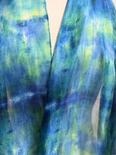 Load image into Gallery viewer, Hand Dyed Long Silk Scarf in Blue Azure Jade Ultramarine by Designer Silk Artist
