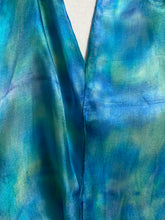 Load image into Gallery viewer, Hand Dyed Silk Neck Scarf in Aqua Jade Navy Blues
