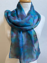 Load image into Gallery viewer, Hand Dyed Silk Neck Scarf in Blue Red Green
